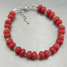 Rubin & Mandarin-Granat Armband UniSex Armkettchen Geschenk Alltag Bailysbeads®