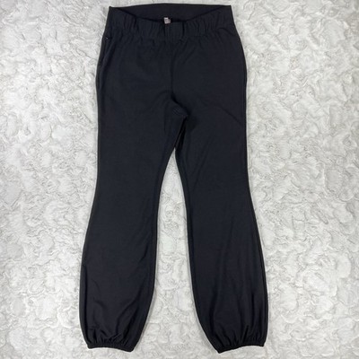 FP Movement Quick Step Bubble Hem Pants Womens L Black Yoga Stretch Zip Pocket