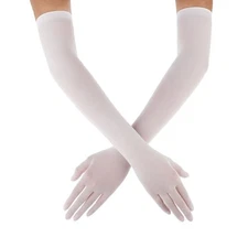 DIVINA VITAE Sheer Gloves Women Long Mesh Gloves Sexy Stretchy Elbow White