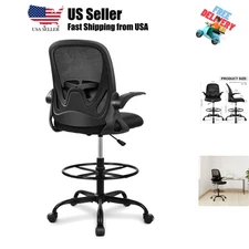 Drafting Chair Tall Office Chair with Flip-up Armrests Executive Ergonomic Co...