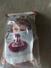 Vintage 1988 Fibre-Craft Pillow Doll 8 Inch Dk Blo Hair Sleepy Eyes No. 3119 -06