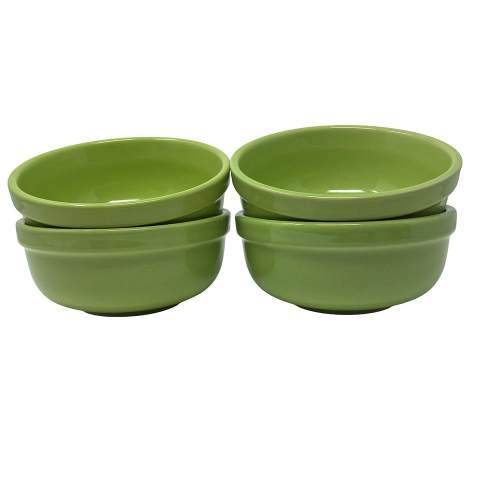 Culinary Arts CAFEWARE 6” tigela de cereais de porcelana HTF cor verde limão conjunto de 4  - Imagem 2 de 4