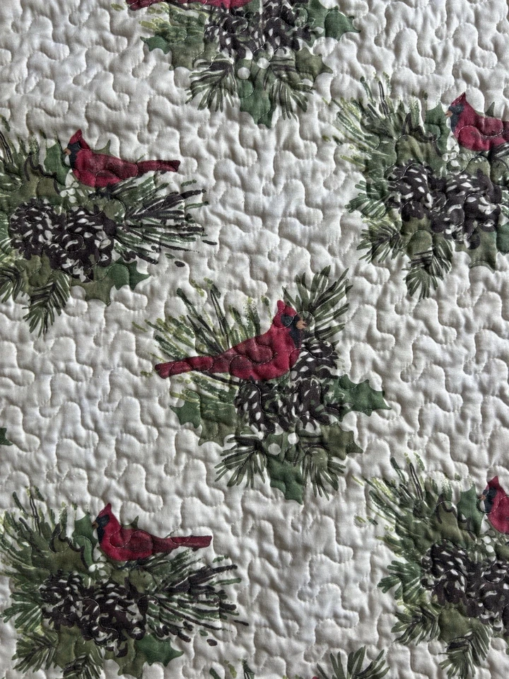 Red Cardinal Living Quarters Quilted  Queen Bedding 2Shams 25"x19" - Image 2 of 4