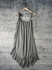 Isabel Marant Dress Womens 42 Black White Silk Asymmetric One Shoulder Ruffle