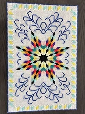 Colorful Starburst Large Needlepoint Cross Stitch Finished Unframed