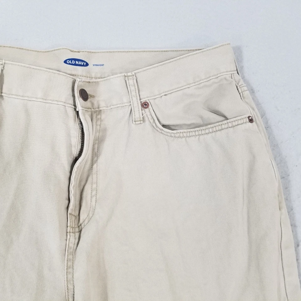 Old Navy джинсы мужские 36 x 30 регулярный крой прямой бежевый джинсовые брюки хлопок ретро - Изображение 4 из 4