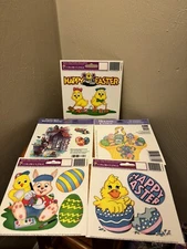 10 Vintage Color-Clings EASTER Window Decorations Paper Magic Group Eureka NEW