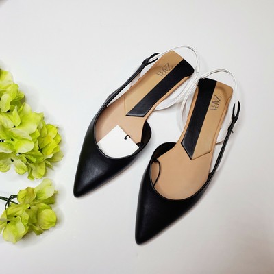 black slingback flat shoes