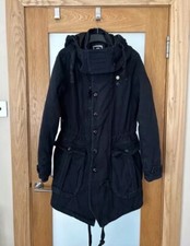 G-star Raw Ladies Navy Blue Parka Coat - Size M