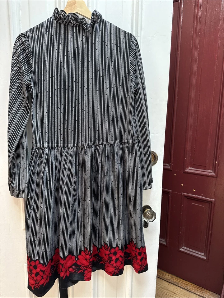 Винтажный 1980-х годов Sears платье и пояс размер 13/14 гибкий талии оборкой воротник как есть - Изображение 4 из 4