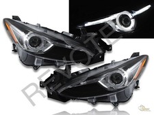 2014-2016 Mazda 3 Sedan 4 Door Black Led Bar Halo Projector Headlights Rh Lh 2014-2016 Mazda 3 Sedan 4 Door Black Led Bar Halo Projector Headlights Rh Lh