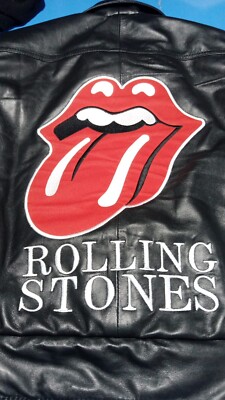 Black Leather Jacket Rolling Stones, All SIZE Available, Sheep