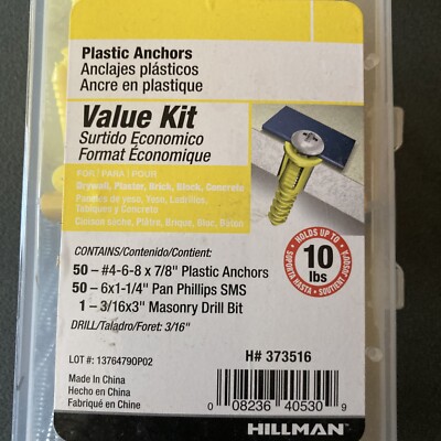 Hillman Plastic Anchors Value Kit H#373516 | eBay
