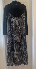ATTITUDES by RENEE Reg Bib Front Maxi Dress WHITE CHEETAH sz LARGE
