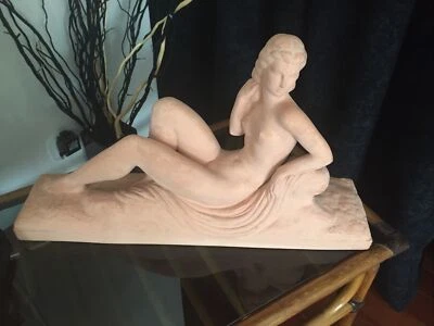 LEMANCEAU Charles 1905-1980 SCULPTURE en terre cuite femme nue Allongée signée - Photo 1/4
