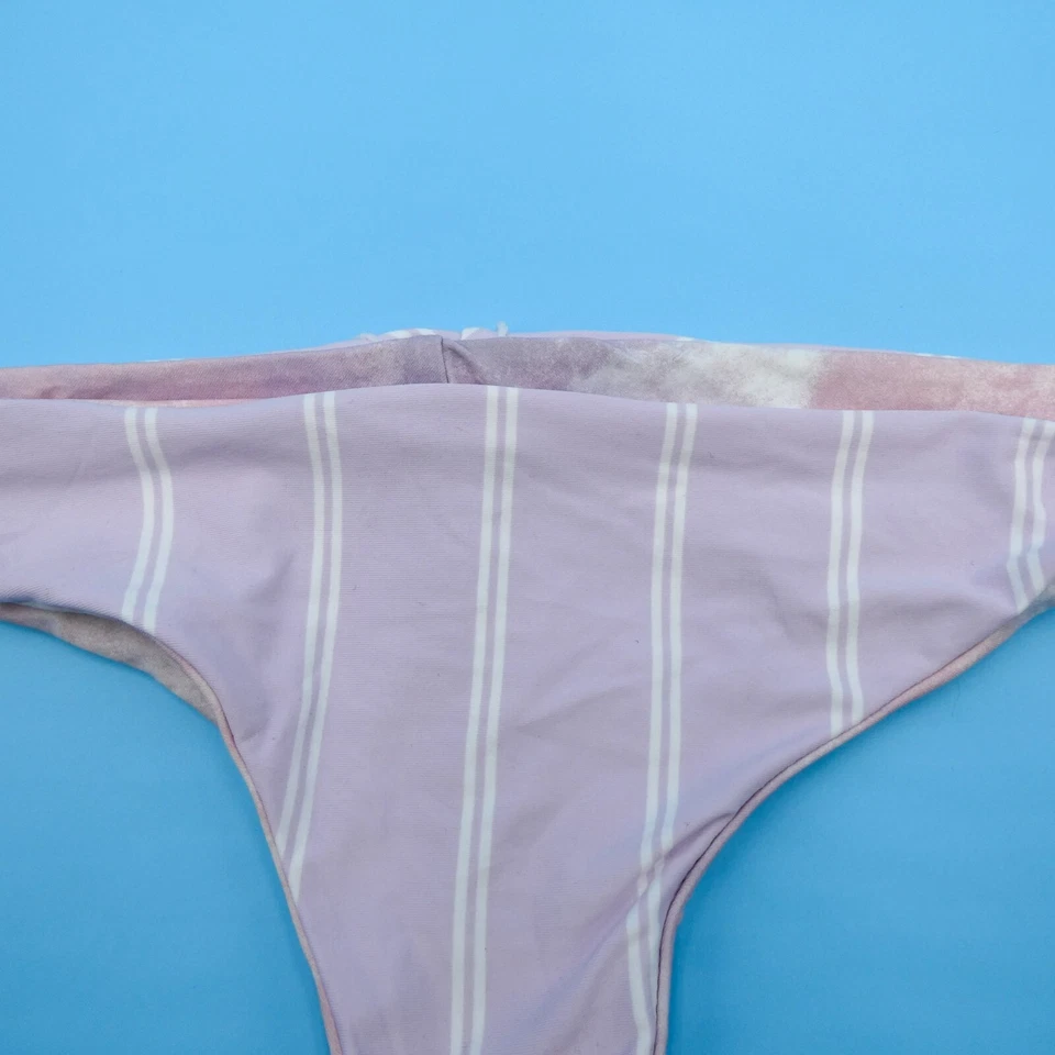 Roxy Tanga Púrpura Mediano Rayas Estilo T Bikini Parte Inferior Traje de Baño Playa Mujeres Nuevo Foto 2 de 4