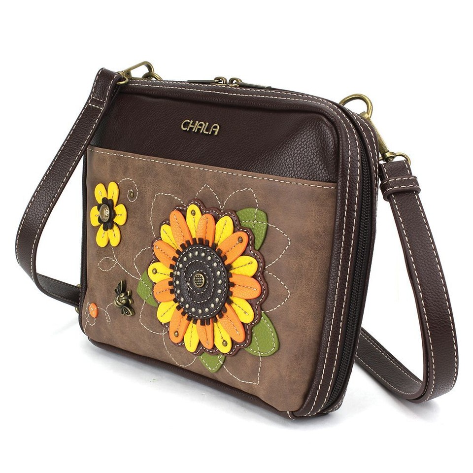 Chala Handbags Two Turtles Crossbody Bag - Navy Faux Leather, 10x8x1.5 Inches - Organizer With Multiple Pockets