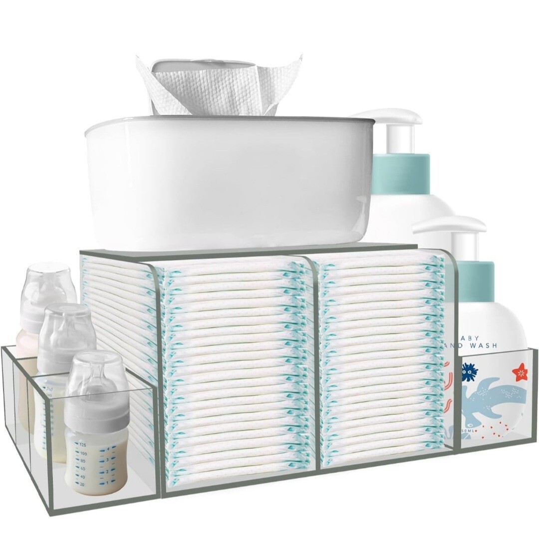 Diaper Caddy, Baby Changing Table Organizer, Detachable Clear Acrylic Diaper...
