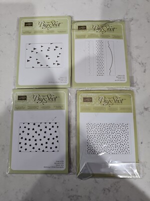 Lot Of 4 Stampin Up! Textured Impressions On Point, Lucky Stars-Sizzix Big Shot