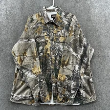 VTG Guide Gear Shirt Men XL Green Real Tree Camo Button Down Hunting Outdoor 90s