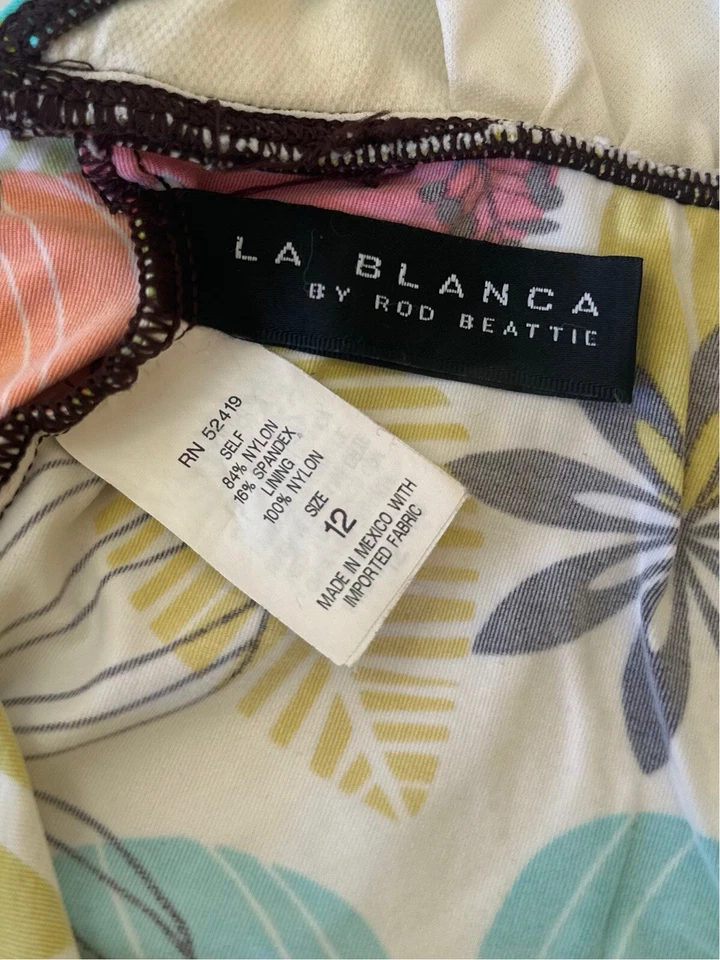 La Blanca by Rod Beattie Retro Floral Swim Halter Size 12  - image 4 of 4
