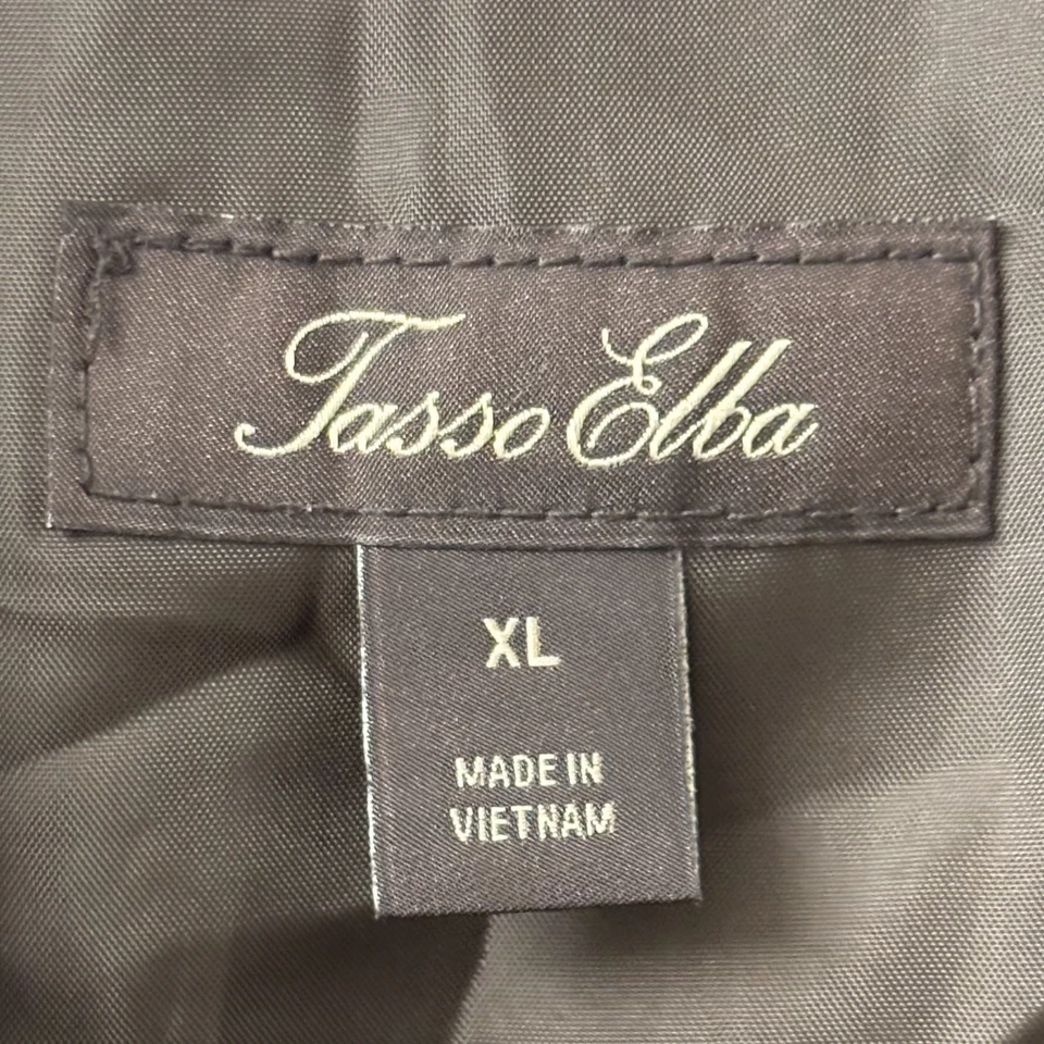 Men's XL 48 Tasso Elba Island Collection Brown Linen Cotton Bomber Jacket - Image 3 of 4