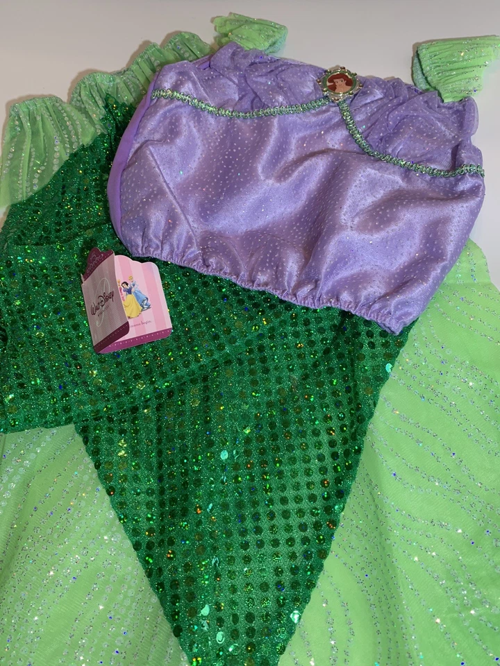 Nuevo con etiquetas Disfraz de Sirenita ARIEL Alta Costura Disney 2 piezas Top de Lentejuelas y Falda M/6X-8 Foto 2 de 4