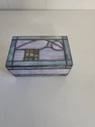 Vintage  Tiffany Style Stained Glass Jewellery Ornament Trinket Box Holder