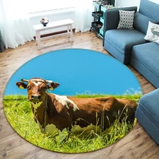 3D Graze Cow Grass S116 Animal Non Slip Rug Mat Elegant Photo Carpet Sunday