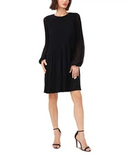 MSK Released-Pleat Long-Sleeve Shift Dress 8A 2423