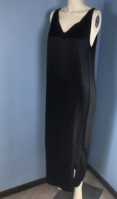 Cocoon 100% Silk Wedding Black Goth Night Gown Flapper Dress Plunging Back