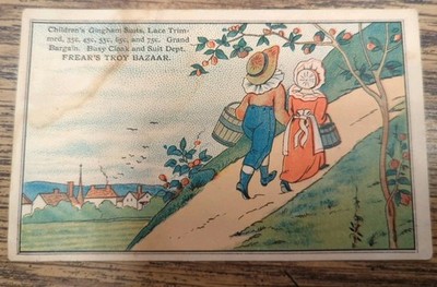 Antique 1800's Advertising Trade Card for ''Frear's Bazaar''  Troy NY Lithograph 