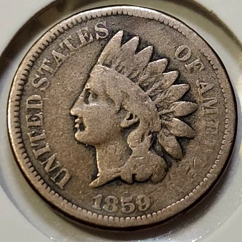 1859 CN Indian Head Cent - VG Details: Worn Obv Letters & Rev Rim - 1st Year