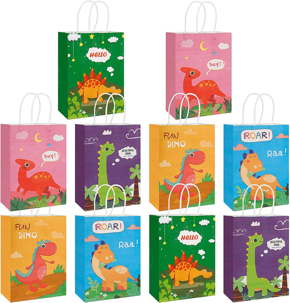 Dinosaurier Party Taschen,10Pcs Geschenktaschen PapiertüTen Mit Henkel,Dinosauri-image
