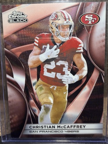 2025 Topps Chrome Black Football Rose Gold #9/15 SSP 49ers Christian McCaffrey