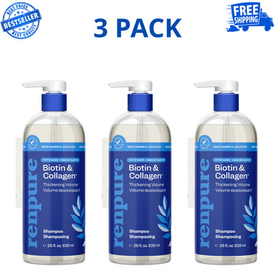 Renpure Biotin & Collagen Thickening Shampoo, for All Hair Types, 28 oz, 3 Pack