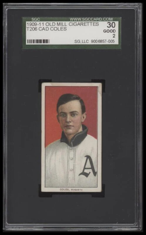1909 T206 CAD COLES NNO GOOD OLD MILL SL SGC 2 BASEBALL AUGUSTA TOURISTS
