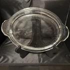 Vintage Anchor Hocking Fire King #467 Clear Glass Oval Lid Scalloped Handles