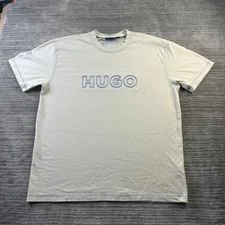 Hugo Boss Shirt Mens Extra Large Beige Tan Spellout Tee Oversized Embroidered