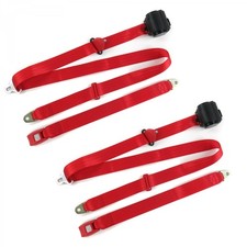 Chevy Corvair 1960 - 1969 Standard 3pt Red Retract Bucket Seat Belt Kit-2 Belts Chevy Corvair 1960 - 1969 Standard 3pt Red Retract Bucket Seat Belt Kit-2 Belts