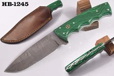 9.5" Base Camp Handmade  Forge Damascus EDC Clip Point Hunter Knife HB-1245