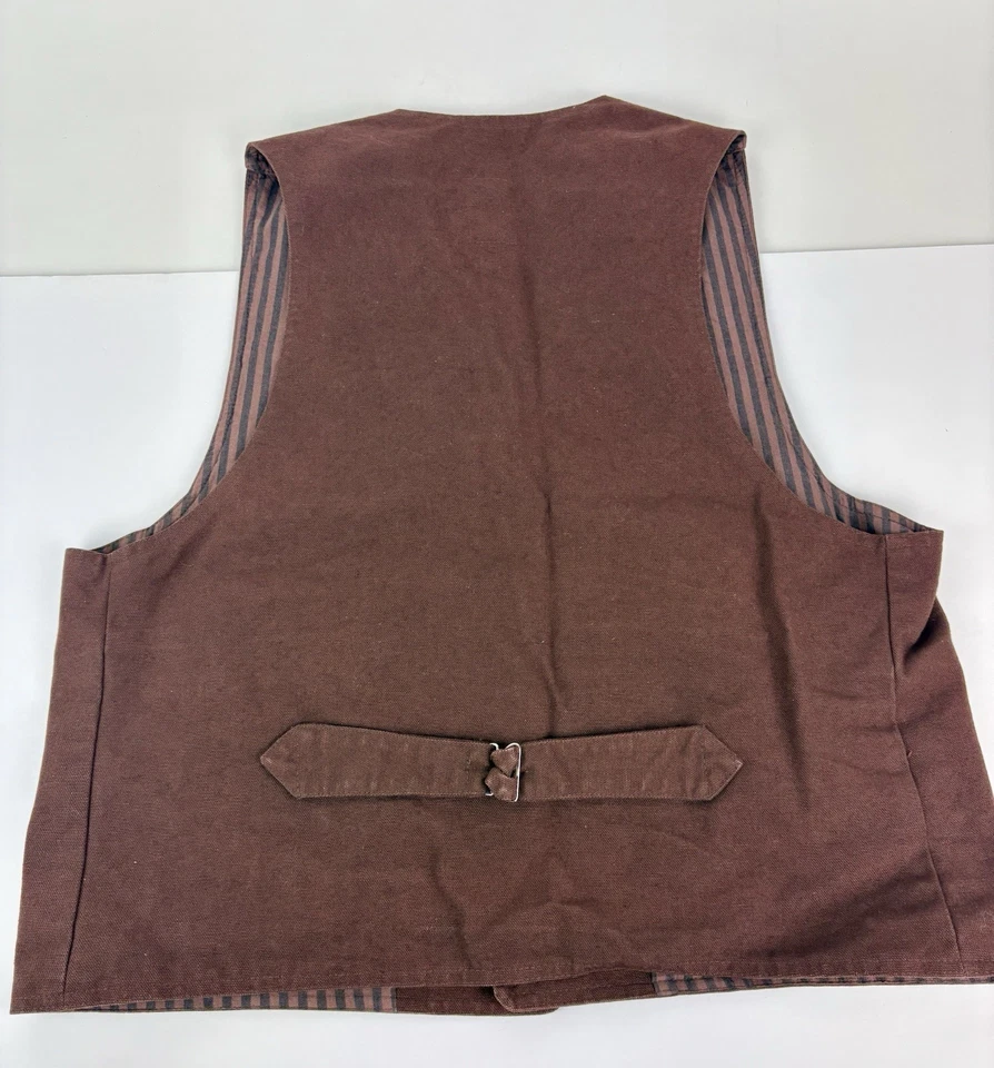 Vintage Wah Maker frontier clothing Vest Men M Brown canvas made in USA - Image 2 of 4