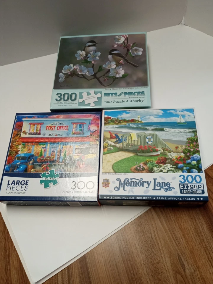 Lot of 3 Complete 300 Pieces Puzzles, 1 sealed, all complete, mixed brands. - Image 2 of 3