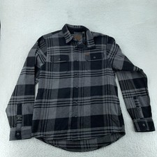 Orvis Heavyweight Flannel Shirt Jacket Mens XL Gray Black Plaid Collared Shacket