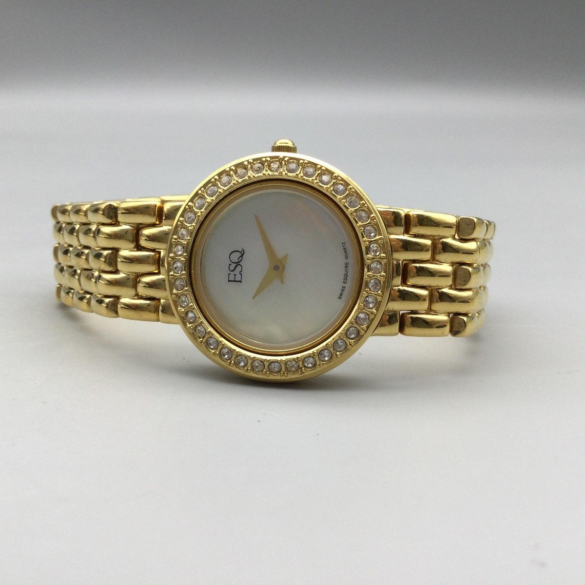 ESQ Esquire Womens Watch 26mm Gold Tone Crystals MOP Dial  display picture 1