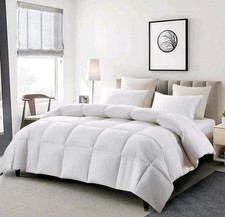 Serta King Comforter 100 Cotton White Goose Feather Down Fiber Duvet Insert NEW