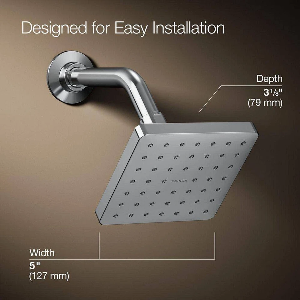 KOHLER Paralelo 1-Spray Patrones 5" Montaje en Pared Fijo Cabezal de Ducha Cromo Pulido Foto 3 de 4