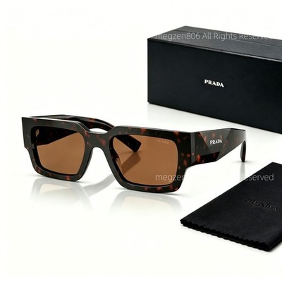 Prada SPR B17 Unisex Sunglasses Square Tortoiseshell Frame Brown Lens Women/Men