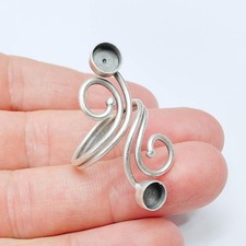 Swirl Ring Setting Blank Cabochon Mounting Adjustable Bezel Brass 6mm G37547