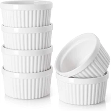 DOWAN Ramekins 4 Oz Oven Safe for Creme Brulee Souffle, Porcelain Custard Cups R